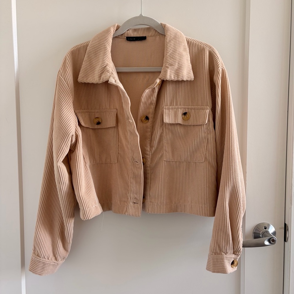 Cropped Beige Corduroy Jacket - Picture 5 of 6